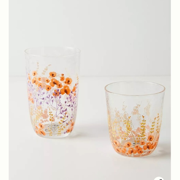 Anthropology Clemence Glass Set sold in sets of 2 or all 4 - Coral - Picture 1 of 6